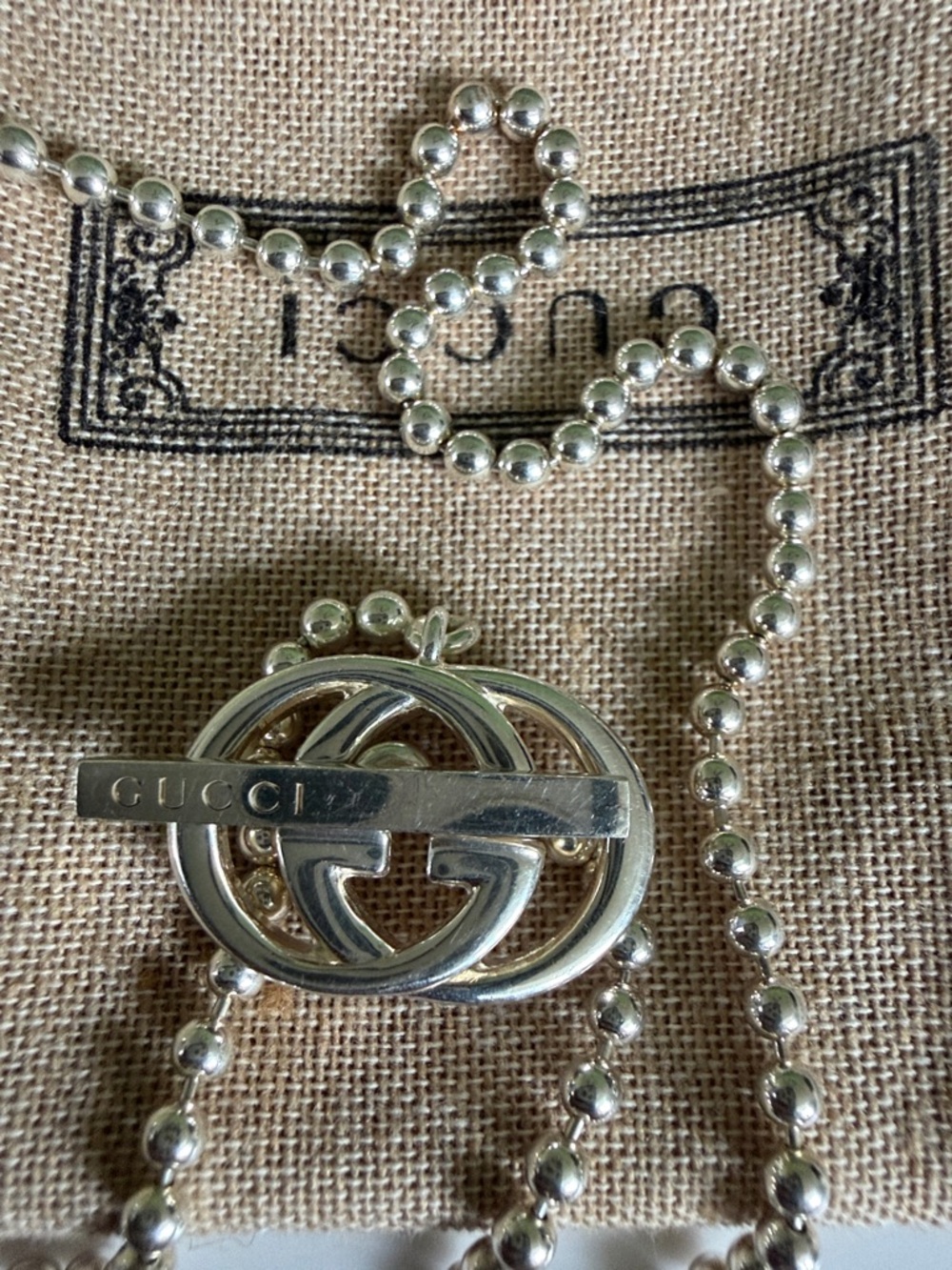 Gucci Silver Interlocking G Ball-Chain Necklace - Picture 3 of 8